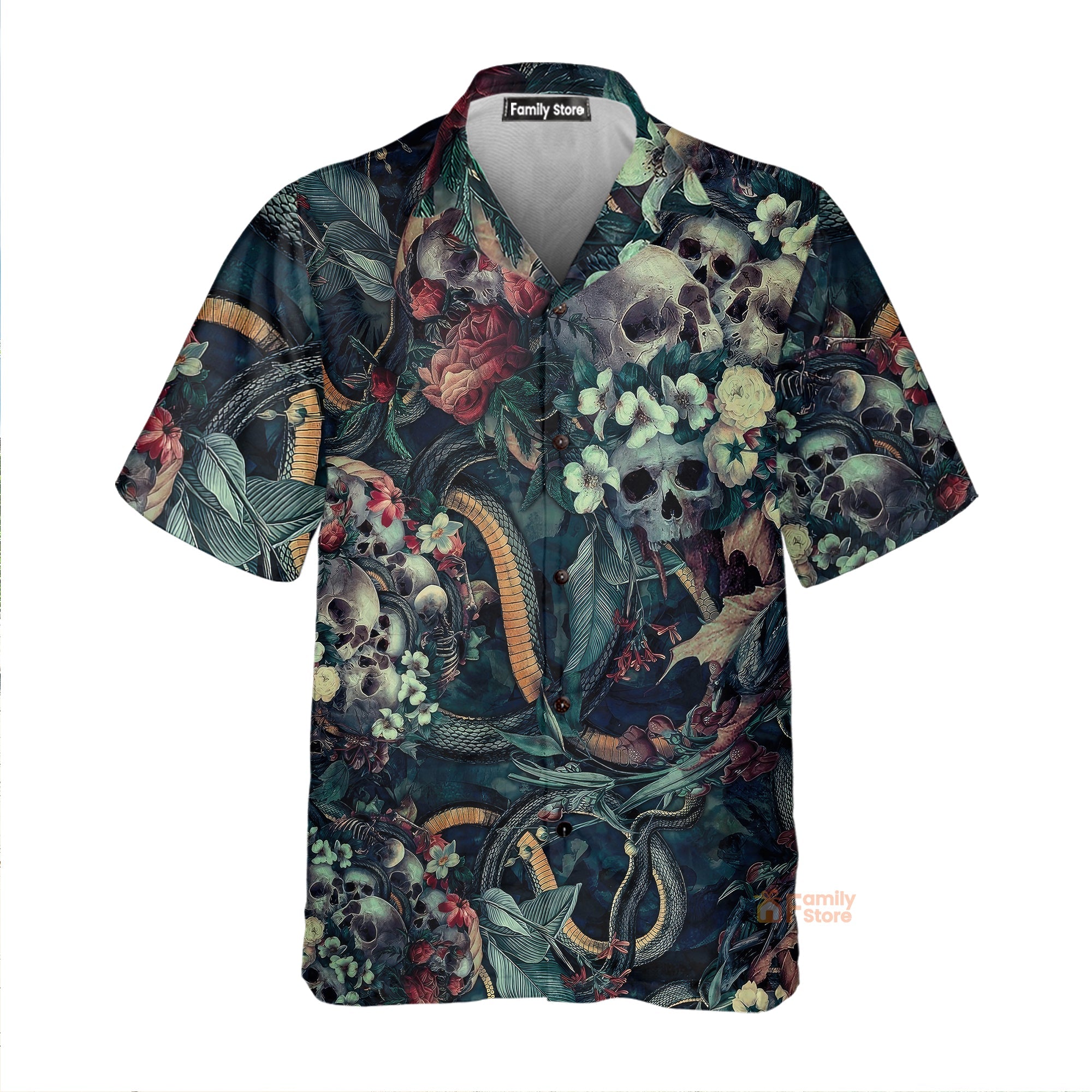 Skull Among The Mysterious And Eerie Flowers Hawaiian Shirt