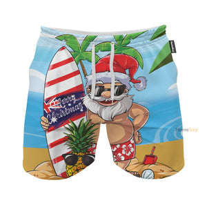 Funny Santa Let's Surf Summer Vibe - Beach Shorts