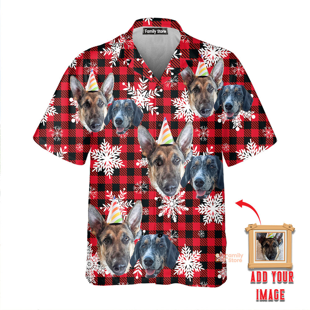 (Photo Inserted) Dog On Retro Winter Buffalo Plaid Custom Hawaiian Shirt