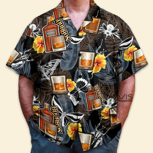 Wine Bourbon Drinking Butterflies Tropical - Hawaiian Shirt