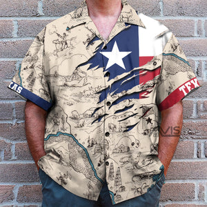 Texas State Map, Unique Hawaiian Shirt