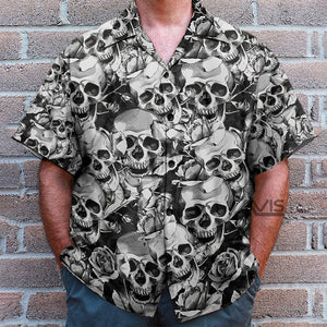 Skull Black Pattern - Hawaiian Shirt