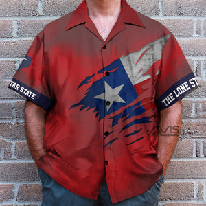 Red Ripped Flag Texas The Lone Star State Hawaiian Shirt