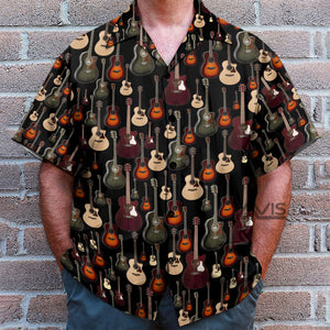 Acoustic Guitar Black Music Instrument - Hawaiian Shirt