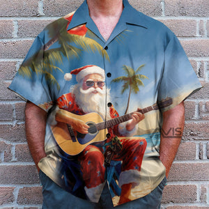 Christmas Vacation Santa Claus Playing Guitar - Hawaiian Shirt