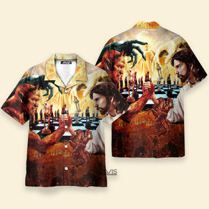 Chess Battle Satan Vs Jesus Cool Style - Hawaiian Shirt