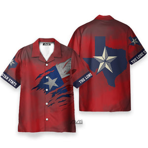 Red Ripped Flag Texas The Lone Star State Hawaiian Shirt