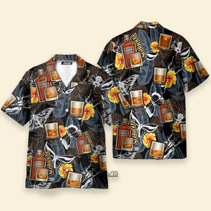 Wine Bourbon Drinking Butterflies Tropical - Hawaiian Shirt