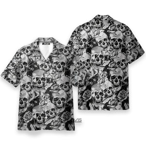 Skull Black Pattern - Hawaiian Shirt