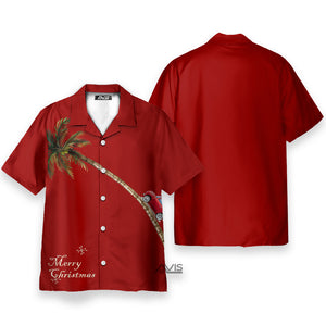 Merry Christmas Car And Coconut Tree Red - Hawaiian Shirt