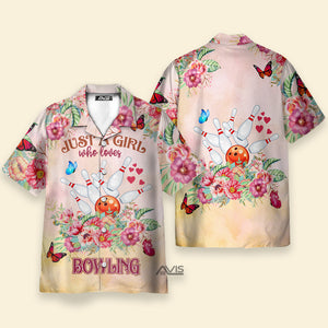 Just A Girl Who Loves Bowling Flower Pink Hawaiian Shirt