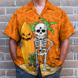 Halloween Hawaii Skeleton Surfing Hawaiian Shirt