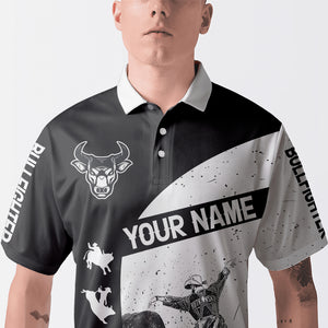 Personalized Bullfighter Bull Riding Black And White - Men Polo Shirt