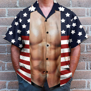 Muscle Flag Chest Pocket Costume Cosplay - Hawaiian Shirt