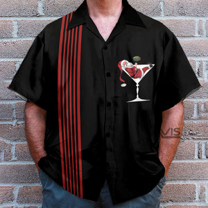 Big Size Cocktail Santa Black Background - Hawaiian Shirt