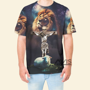 Avis89 Jesus Lion Sheep Galaxy - 3D Tshirt  