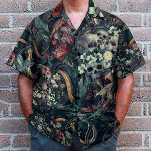 Skull Among The Mysterious And Eerie Flowers Hawaiian Shirt