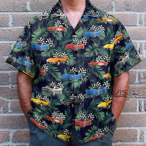 Corvette Collection Art Cars Green Tropical Leaves - Hawaiian Shirt