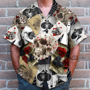 Retro Art Gambling Poker Card Skull - Hawaiian Shirt