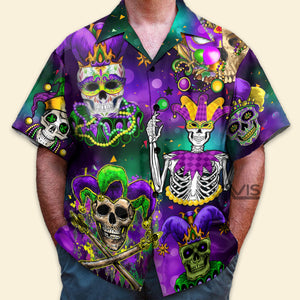 Mardi Gras Holiday Carnival Skulls  - Gift For Family, Friends - Hawaiian Shirt