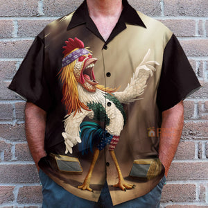 Rooster Chest Pocket Short Sleeves Casual Shirts Hawaiian Shirt