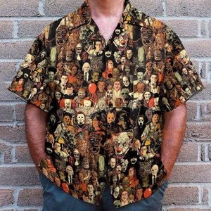 Horror Movie Characters Halloween Pattern Hawaiian Shirt