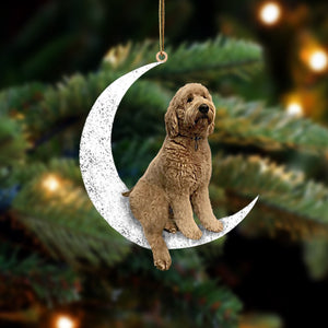 Personalized Photo DogPen Sitting On The Moon Cute Puppy - Dog Lovers Gift, Custom Pet Hanging Ornament - PT