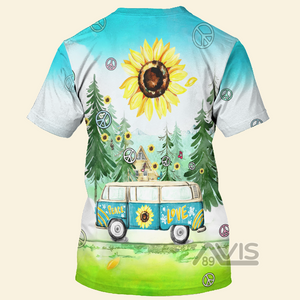 Avis89 Hippie Stay Trippy Little Hippie Bus On The Road - 3D TShirt 