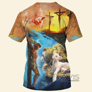 Avis89 Jesus Give A Hand And Lion Goat - 3D Tshirt