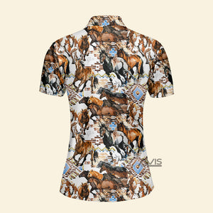 Avis89 Horse White Mixing Racing - Women Polo Shirt