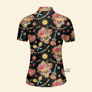 Avis89 Cinco De Mayo Mexico Skull Flower And Guitar - Women Polo Shirt