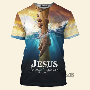 Avis89 Jesus Is My Savior Hold Hand In Water - T-shirt