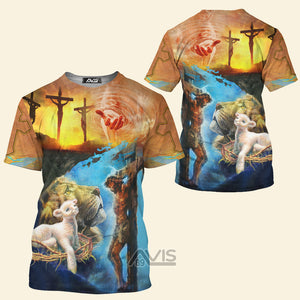 Avis89 Jesus Give A Hand And Lion Goat - 3D Tshirt