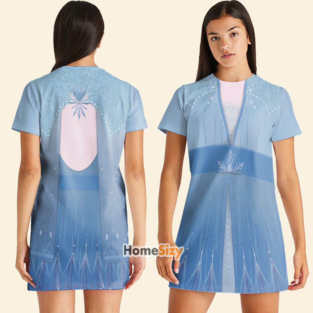 Elsa Frozen Blue Cosplay Costume - Tshirt Dress