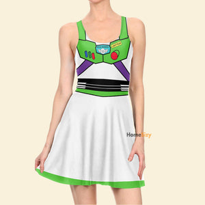 Buzz Toy Story Green White Costume - Skater Dress