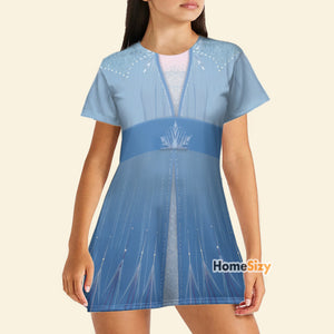 Elsa Frozen Blue Cosplay Costume - Tshirt Dress