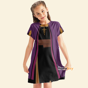 Anna Purple Frozen 2 Cosplay Costume - Tshirt Dress