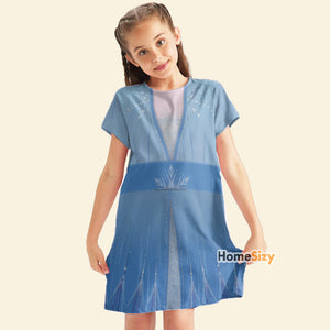 Elsa Frozen Blue Cosplay Costume - Tshirt Dress