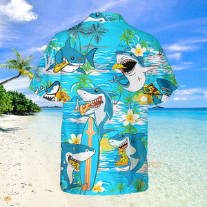 Shark Eating Pizza Hawaiian Shirts