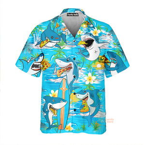 Shark Eating Pizza Hawaiian Shirts