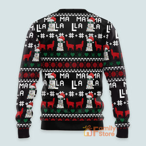 Funny Llama Christmas Light Ugly Sweater