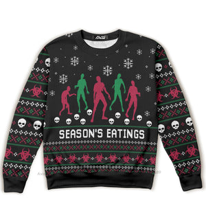 Zoombie Season Eatings Christmas Blue Ugly Sweater