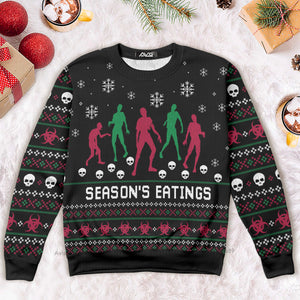 Zoombie Season Eatings Christmas Blue Ugly Sweater