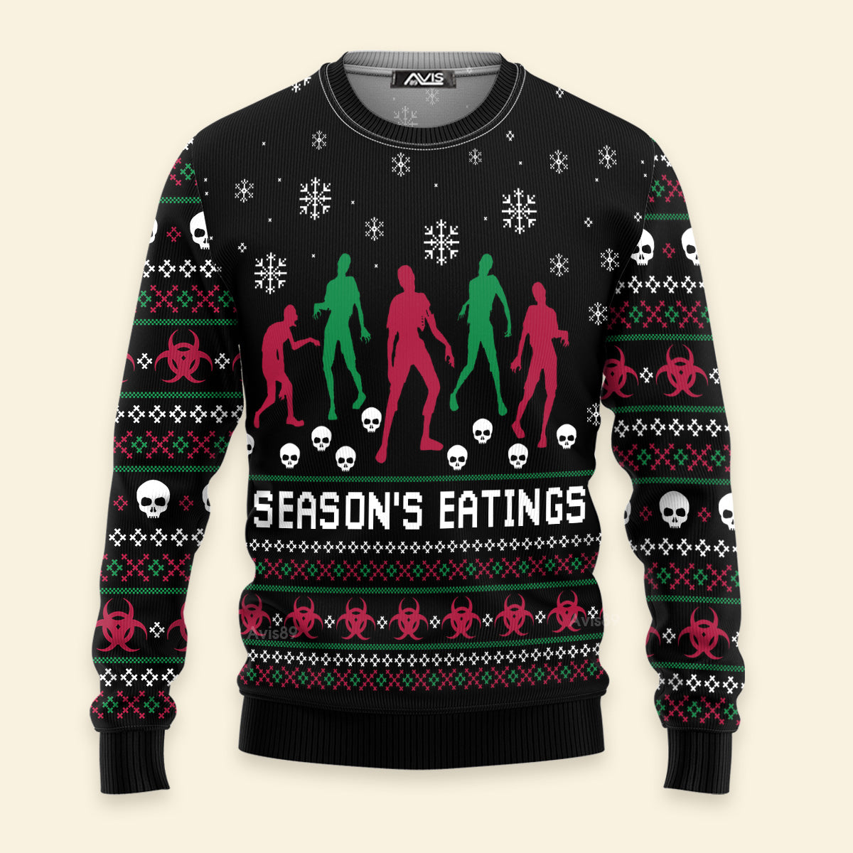 Zoombie Season Eatings Christmas Blue Ugly Sweater