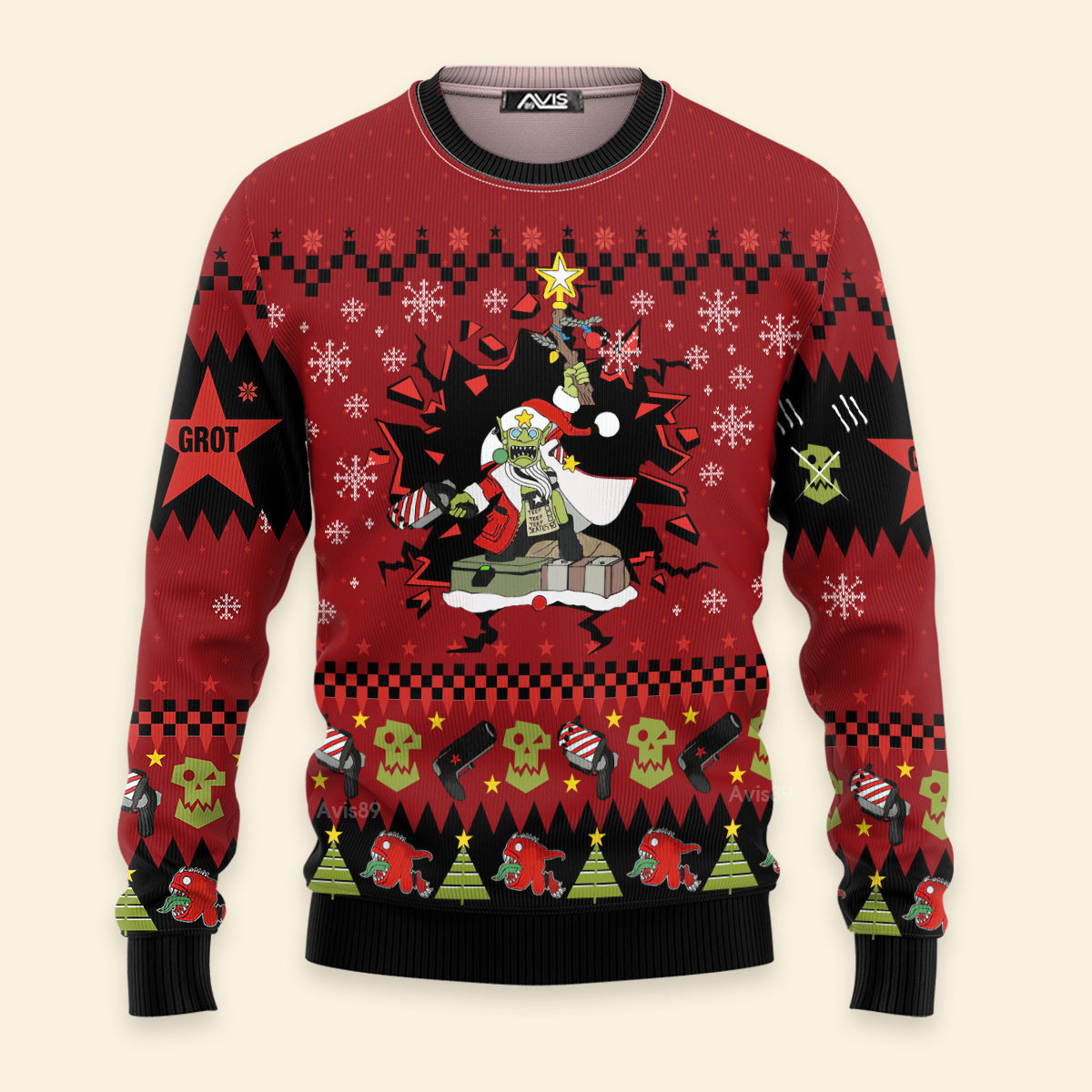 Warhammer Armed And Dangerous Red Gobbo Iconic - Ugly Christmas Sweater