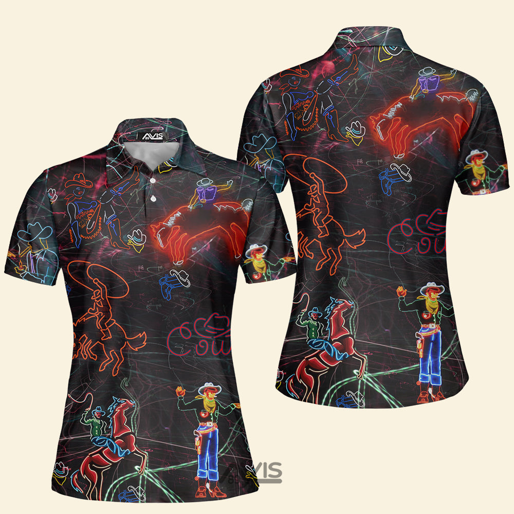 Avis89 Cowboy Neon Colorful - Gift for Cowboy Lovers - Women  Polo Shirt