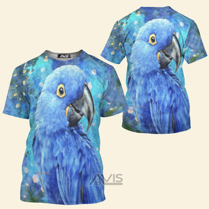 Avis89 Blue Hyacinth Macaw Splatter T-Shirt