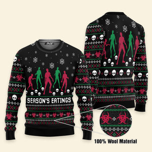 Zoombie Season Eatings Christmas Blue Ugly Sweater