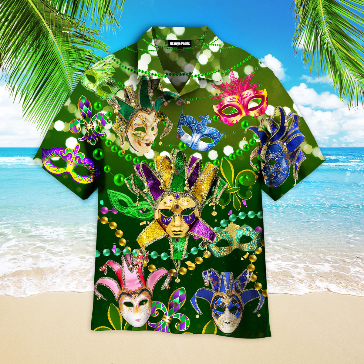 Mardi Gras Masks Carnival Green Light Aloha - Hawaiian Shirt