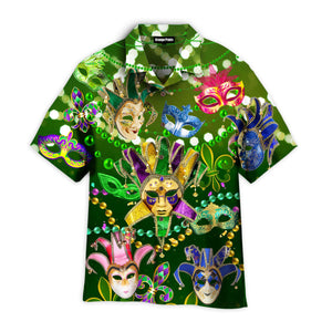 Mardi Gras Masks Carnival Green Light Aloha - Hawaiian Shirt